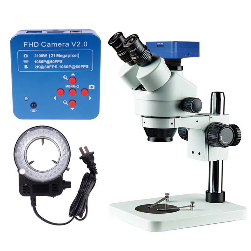 Trinocular Stereo Microscope 7X-45X - Mikroskop Binokular 7X-45X Trinokular untuk Inspeksi,