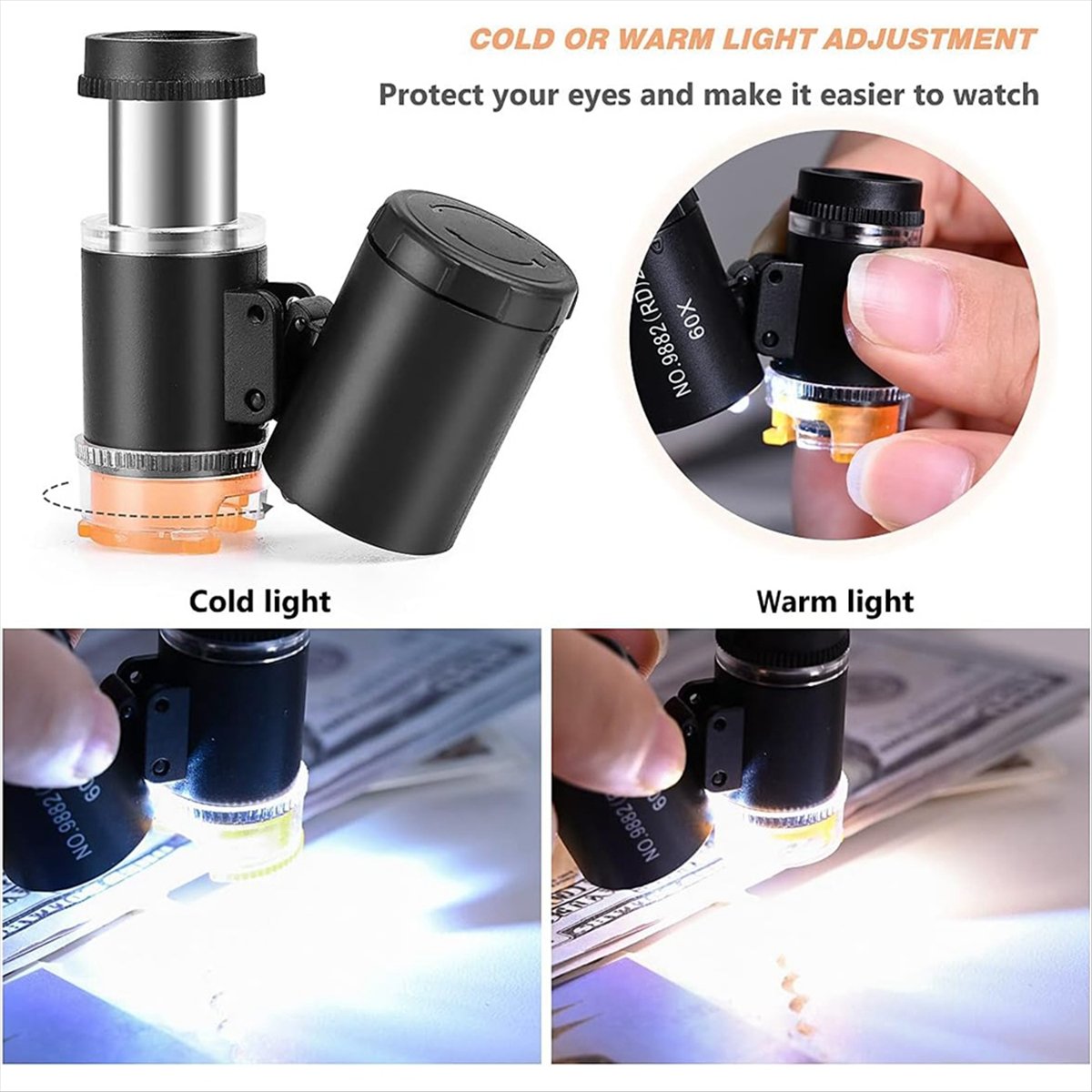 UNTUK RUMAH 60X Mikroskop Saku - Gem Microscope Jeweler ulasan dan harga